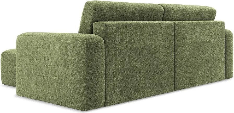 Colțar verde extensibil/cu spațiu de depozitare cu tapițerie din chenille (cu colț pe partea dreaptă/cu șezlong) Kona – Makamii