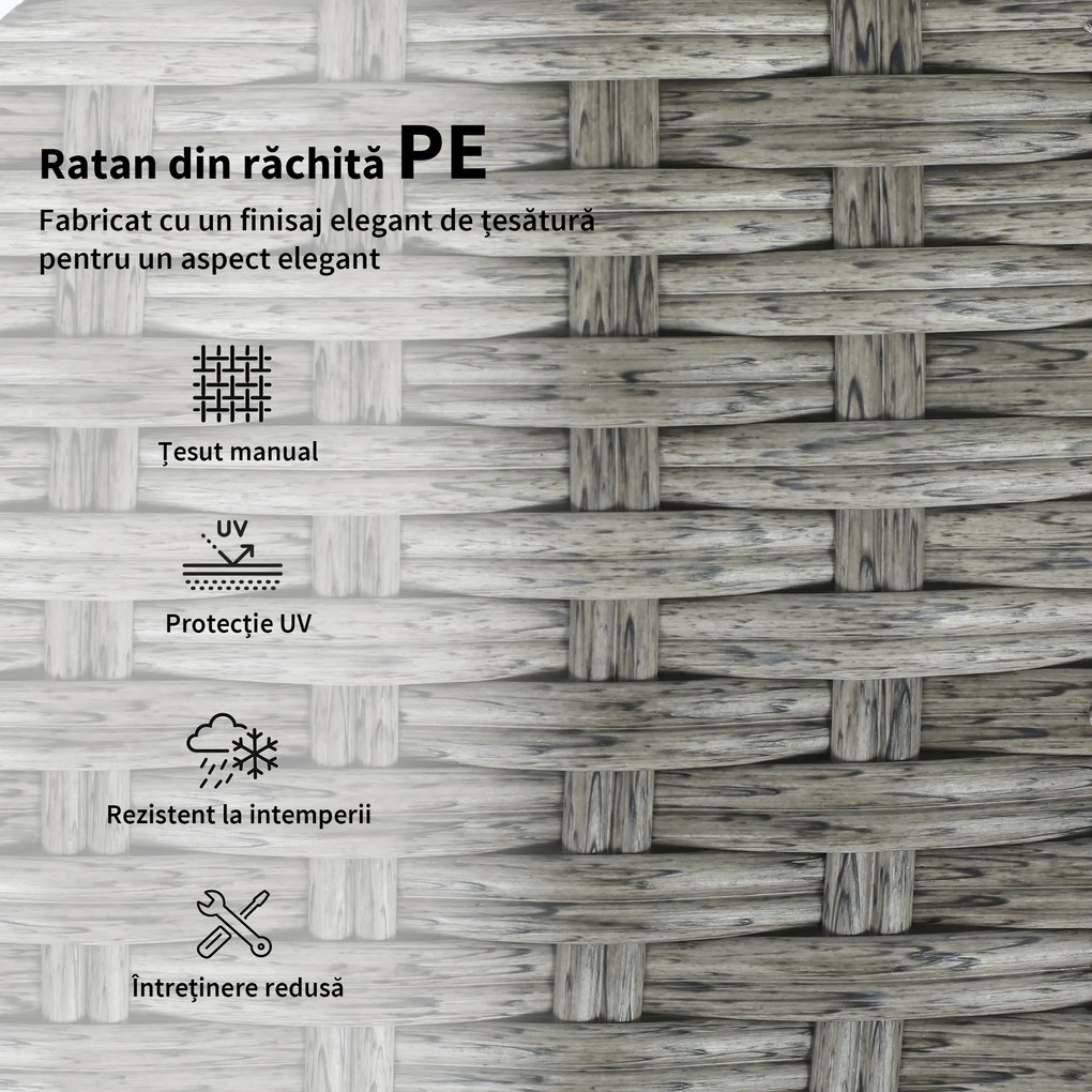 Outsunny Set de Grădină din Ratan 6 Locuri, Design Compact, Gri Închis | Aosom Romania