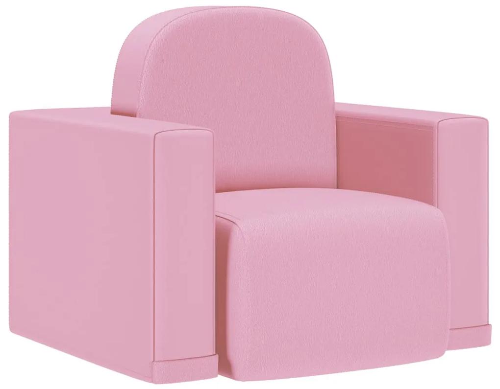 325518 vidaXL Canapea pentru copii 2-în-1, roz, piele ecologică