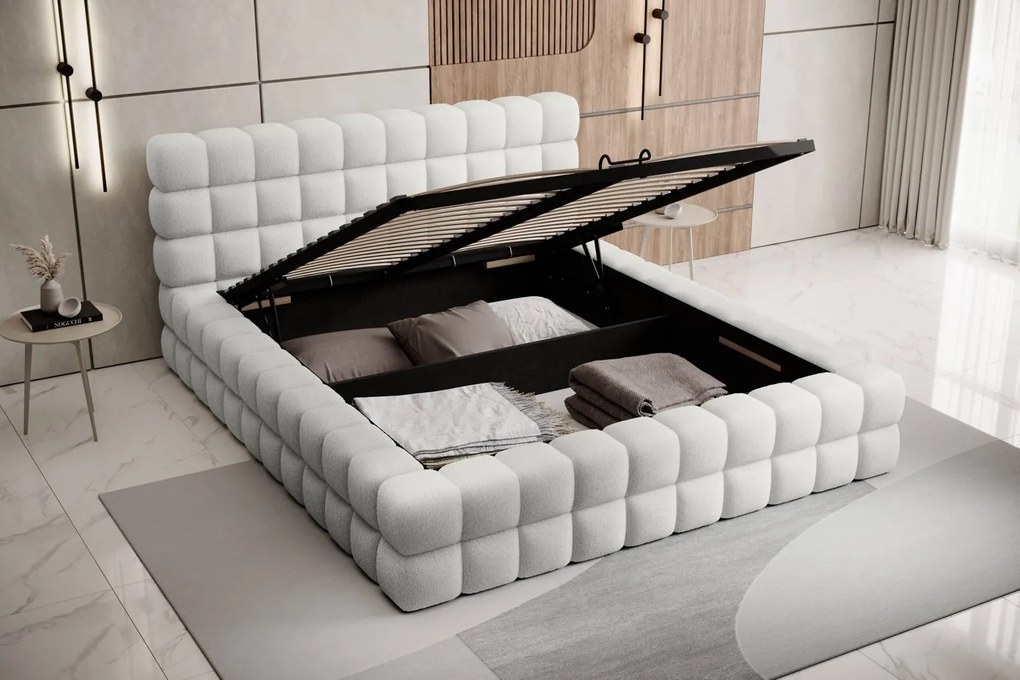 Pat lemn masiv Tapitat Tetrix Personalizabil 140/160/180x200cm - 180x200, Touch 100
