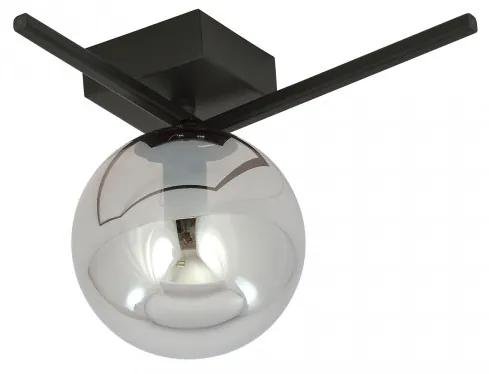 Plafoniera moderna neagra cu un glob din sticla fumurie Imago 1G