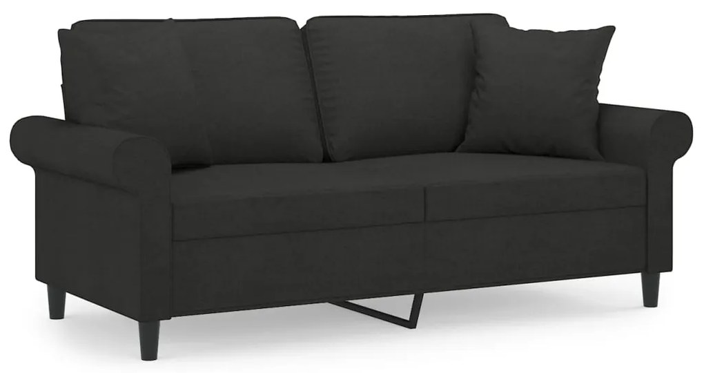 3153245 vidaXL Canapea cu 2 locuri cu perne&pernuțe negru 140 cm textil