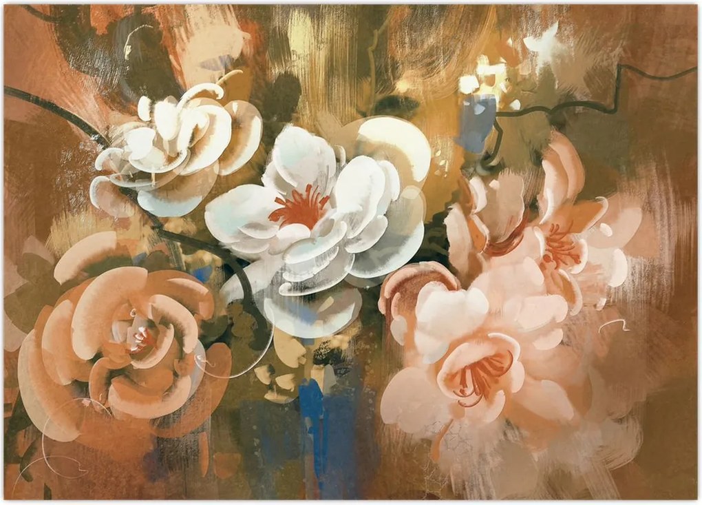 Tablou -Buchet de flori pictat (70x50 cm)