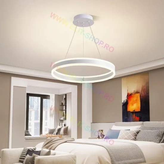 Lustra LED Cu Telecomanda, Elit's Esn1768/500D-W, 124W, ALB