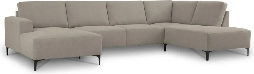 Colțar maro deschis cu tapițerie din chenille (cu colț pe partea dreaptă/în formă de "U") Fabian – Scandic