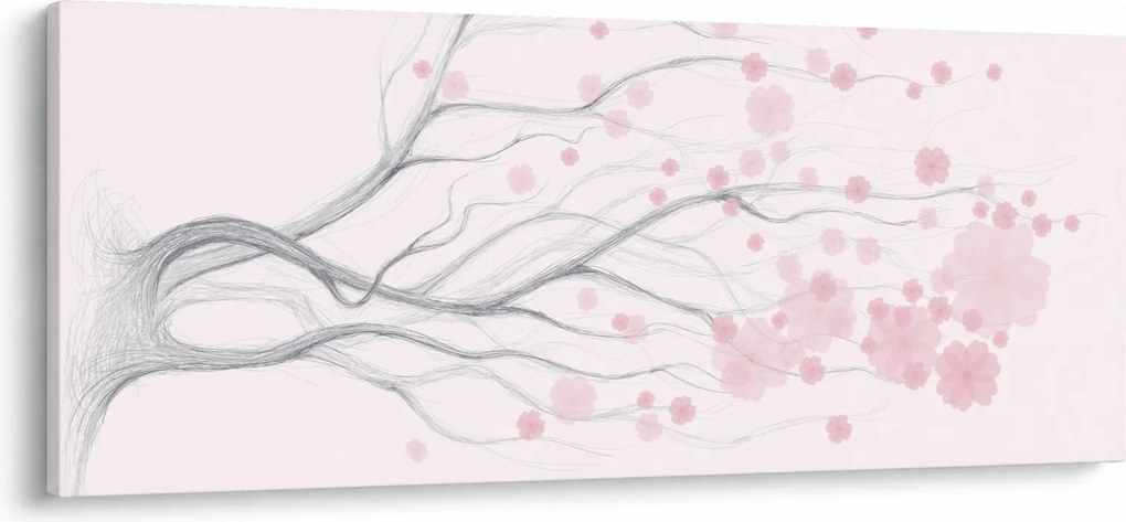 Tablou - Flori roz (120x50 cm)
