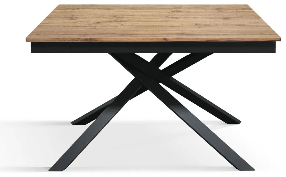 Masa Tiglio, blat extensibil pal laminat, picior metalic - BLAT STEJAR RUSTIC, PICIOR GRI ANTRACIT - 140 cm / 80 cm