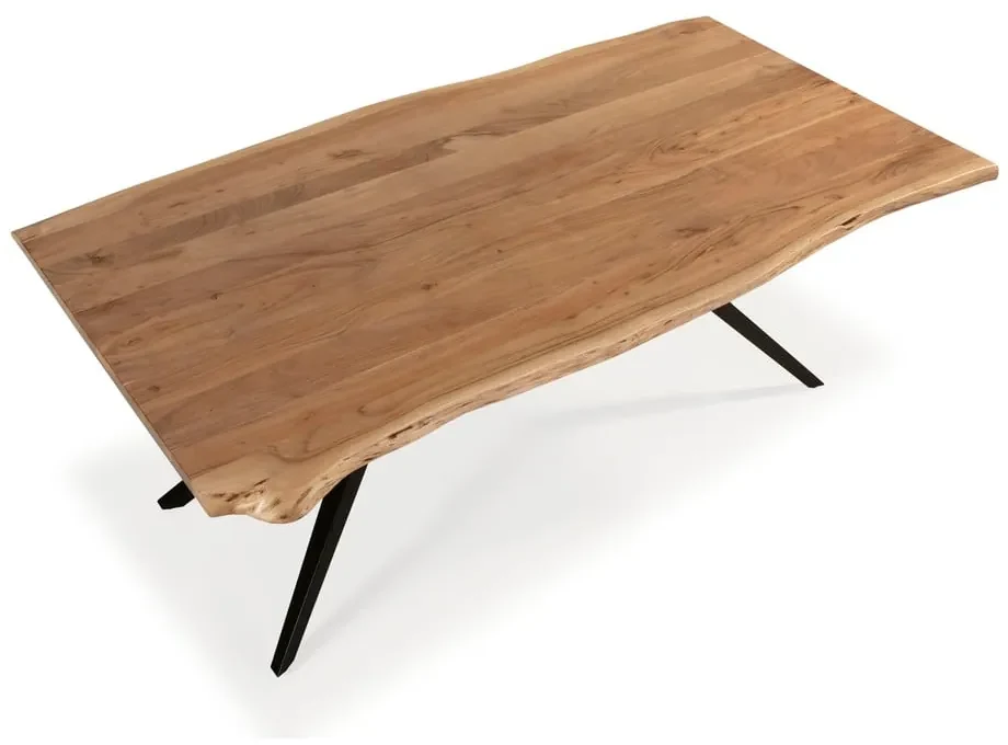 Masă de dining în culoare naturală cu blat din lemn de acacia 100x200 cm Mudri – Marckeric