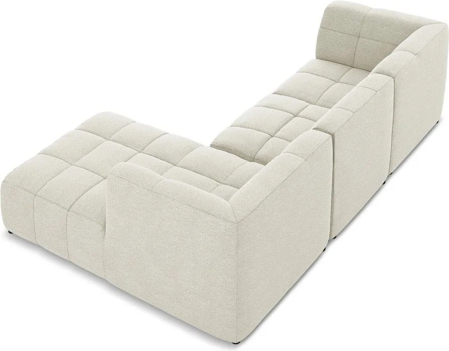 Colțar bej cu tapițerie din țesătură bouclé (cu colț pe partea dreaptă/cu șezlong) Aloha – Makamii