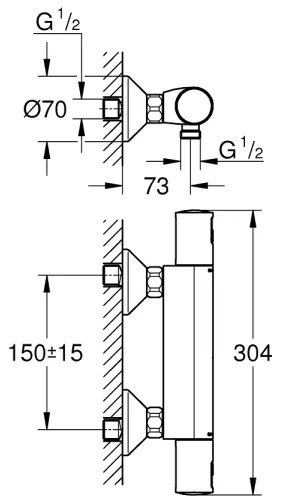 GROHE 345942430 - Baterie de duș termostatică PRECISION START DN 15, neagră