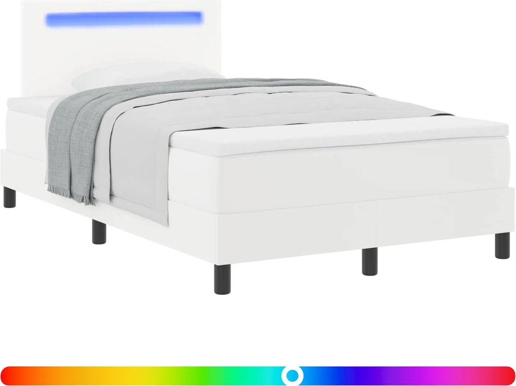 vidaXL Pat cu arcuri cu saltea Alb 120 x 200 cm Piele artificială