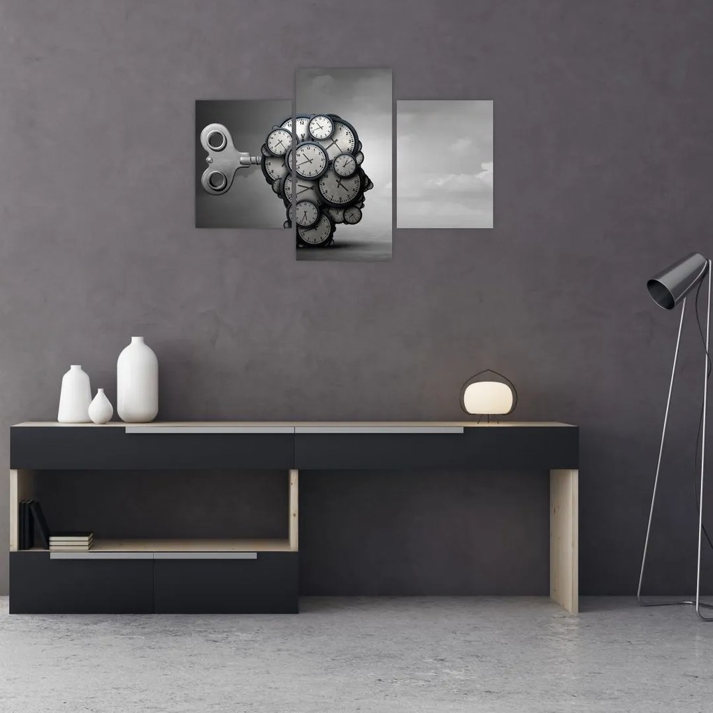 Tablou artistic cu cu cap și ceas (90x60 cm)