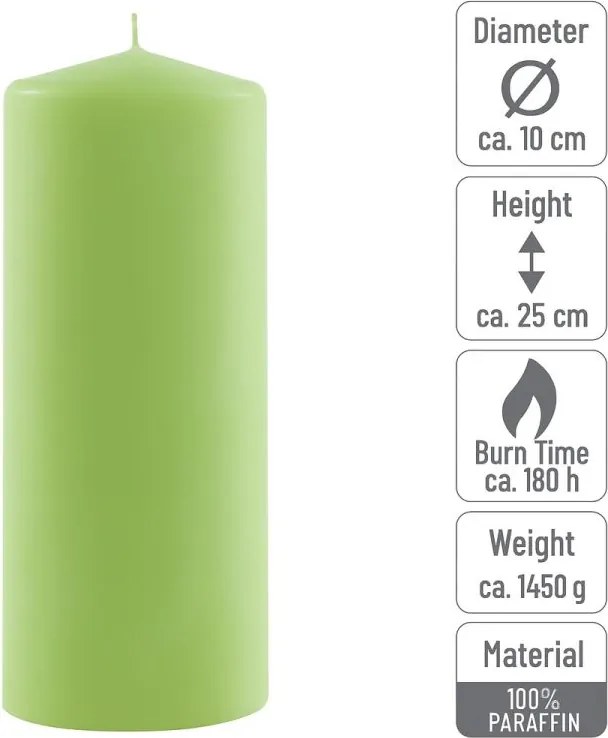 Set de lumânări , 25 cm, Ø 10 cm, verde deschis, 4 buc