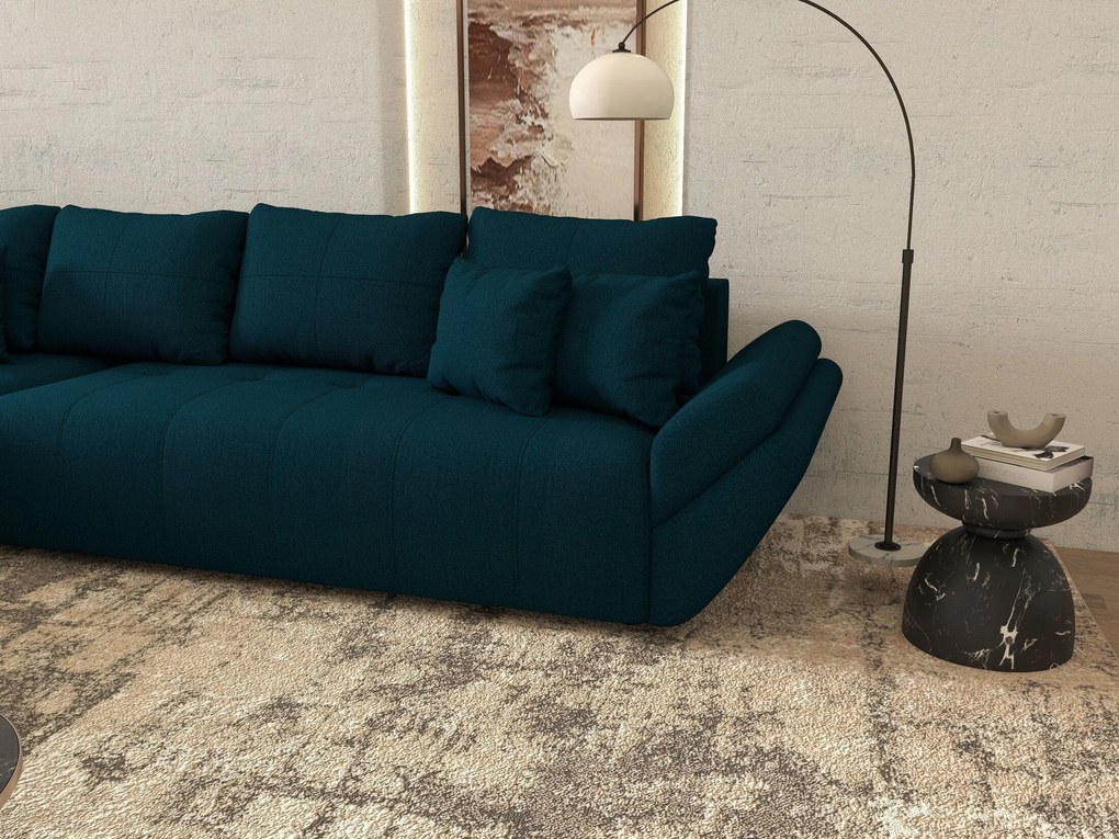 Colțar extensibil dumonde cu ladă de depozitare si sezut confortabil din spuma high-density, Berlin XL Enjoy Petrol 350x185 cm