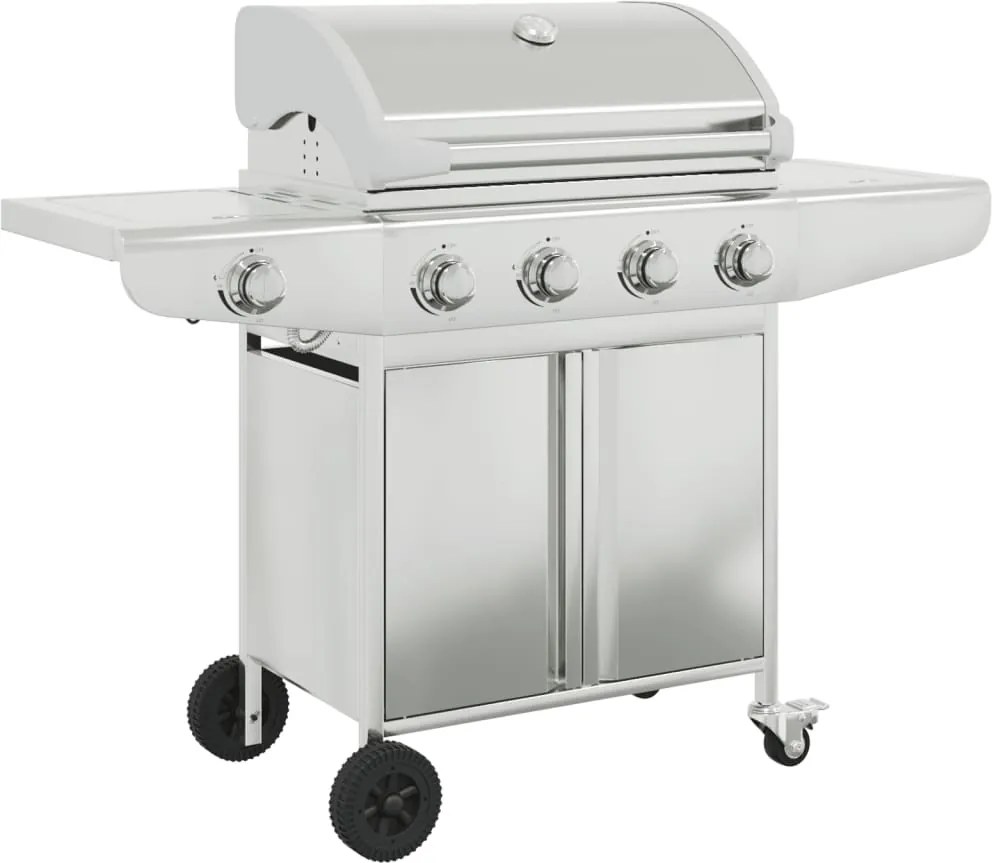 vidaXL Grătar pe gaz cu 5 arzătoare, argintiu, oțel inoxidabil