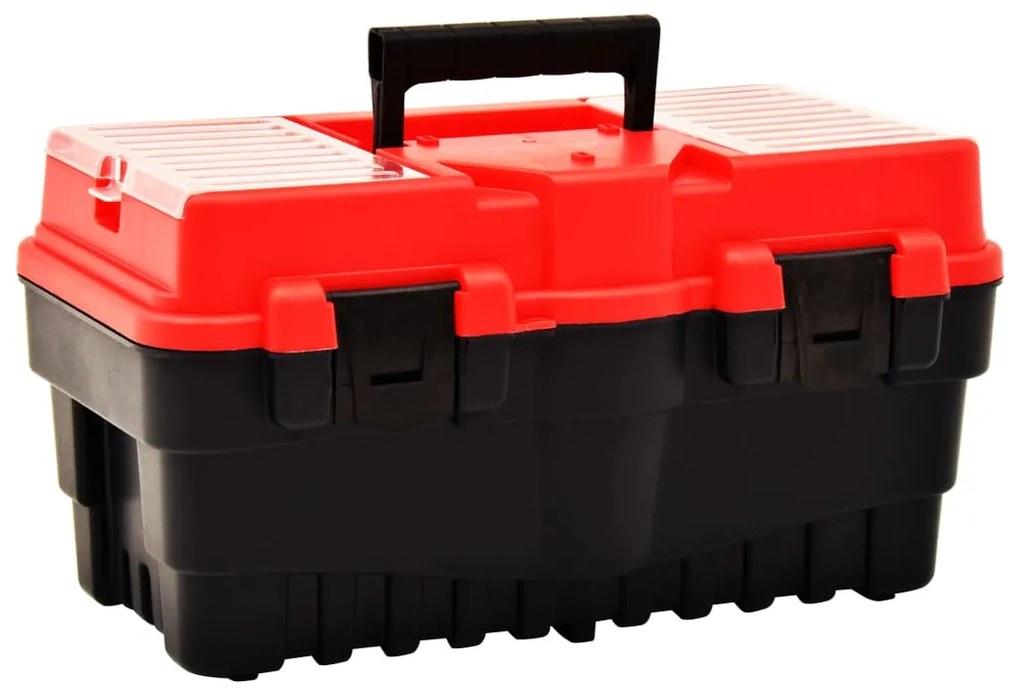 vidaXL Cutie de scule, roșu, 462x256x242 mm, plastic