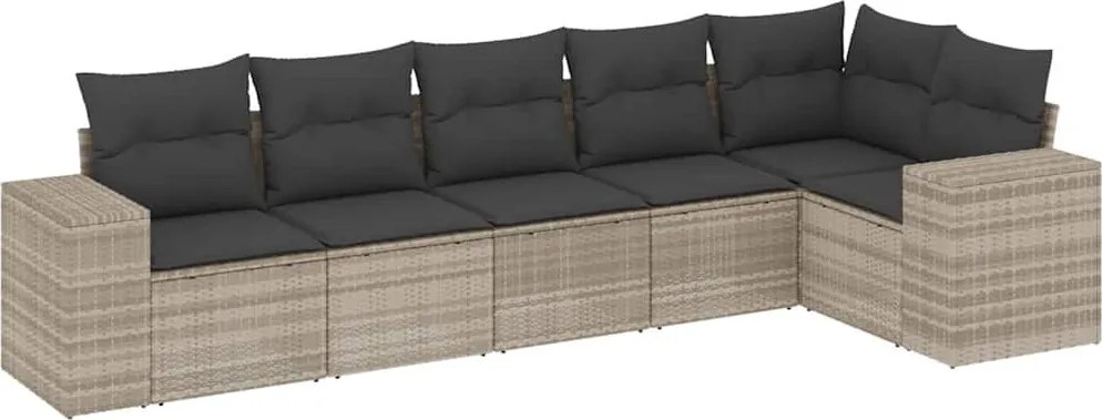 vidaXL Set canapele de grădină cu perne, 6 piese gri deschis poliratan