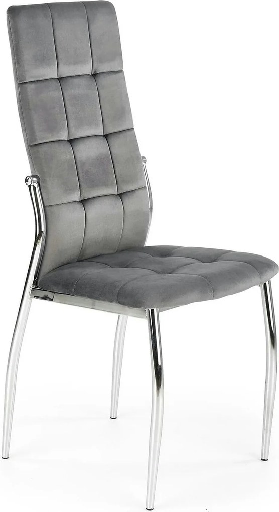 Scaun tapitat K416, gri/argintiu, stofa catifelata/metal, 43x54x101 cm