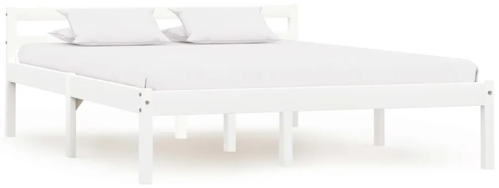 vidaXL Cadru de pat, alb, 140 x 200 cm, lemn masiv de pin