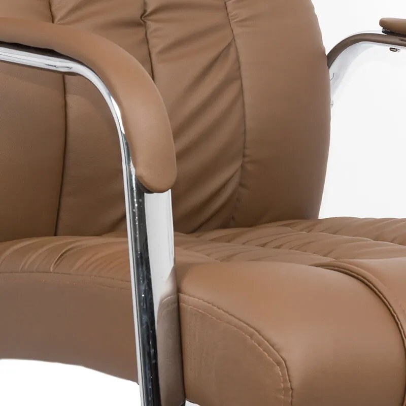 Scaun vizitator OFF 8115 maro din piele ecologică cu aspect elegant