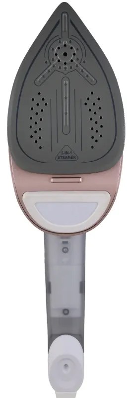 Fier de calcat cu aburi 2in1 Adler AD 5044, 1800W, 180ml, 25g/min, Placă ceramica, Afisaj LED, Calcare verticala si orizontală, Alb/Galben