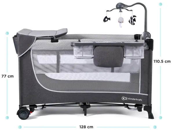 Pătuț portabil LEODY gri KINDERKRAFT