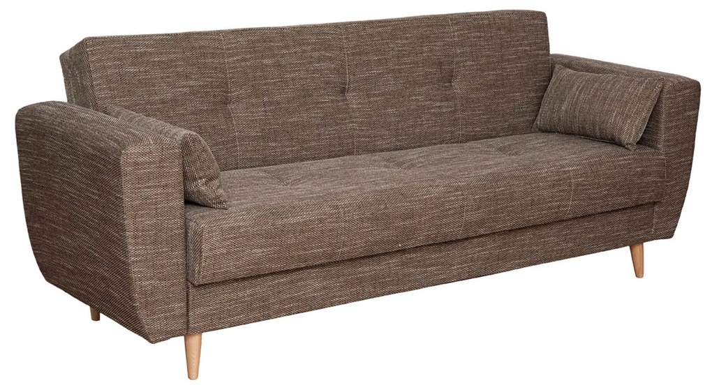 Canapea SIENA extensibila, 3 locuri, cu arcuri si lada depozitare, maro inchis, 230x87x92 cm