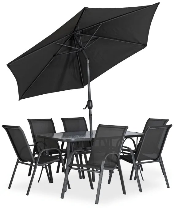 JAKS Mobilier din ratan negru Nebraska