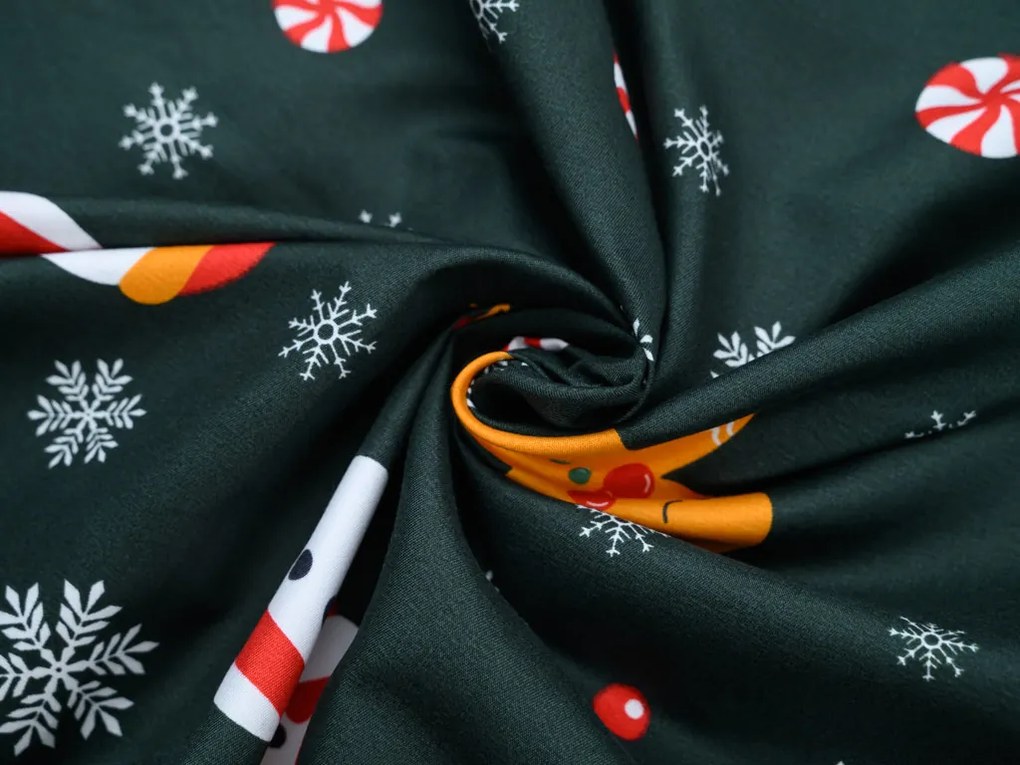Lenjerie de pat din microfibra SNOWMAN AND GINGERBREAD verde Dimensiune lenjerie de pat: 2 buc 70 x 90 cm | 200 x 220 cm