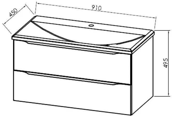 Set mobilier suspendat si lavoar Kolpasan, Tara, 91 cm, craft wood