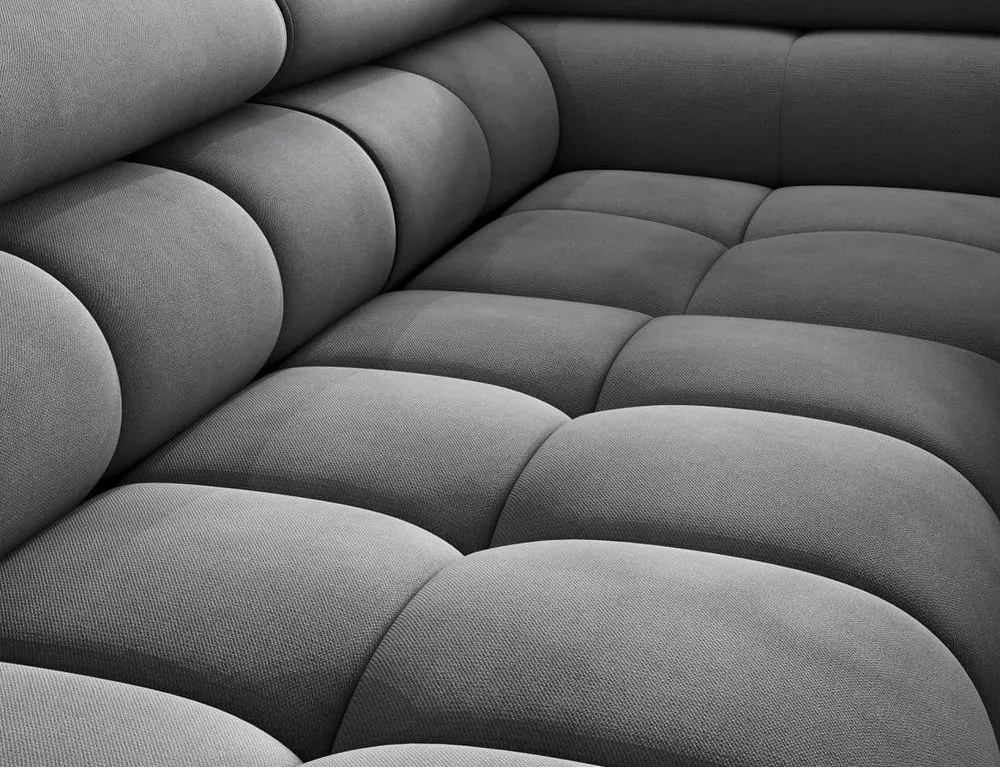 Colțar gri închis extensibil/cu spațiu de depozitare cu tapițerie din catifea (cu colț pe partea dreaptă/în formă de ”L”) Ferucce – ELTAP