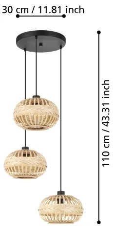 Lustră pe cablu Eglo 43864 AMSFIELD 3xE27/40W/230V d. 48 cm
