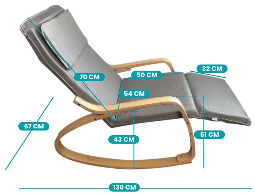 Scaun balansoar cu suport reglabil pentru picioare - Gri