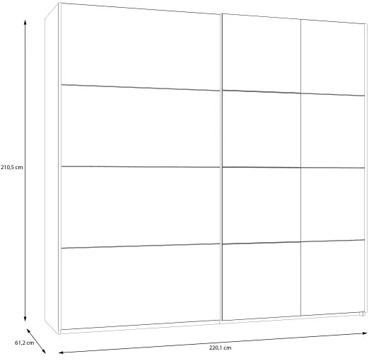 Dulap de haine cu oglindă ODEN, 220 x 210 cm, bej