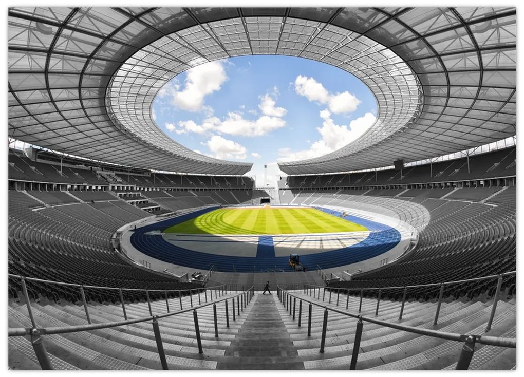 Tablou pe sticlă - stadionul de fodbal (70x50 cm)
