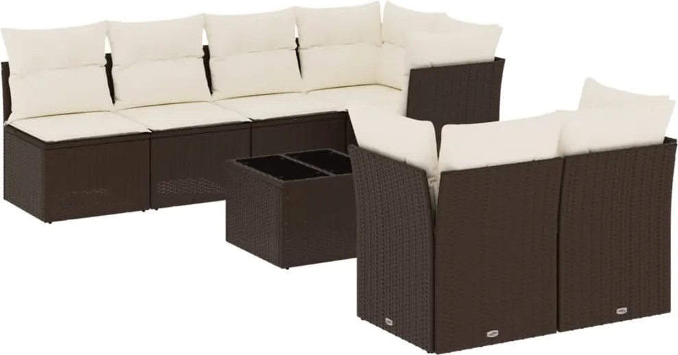 vidaXL Set canapele de grădină cu perne, 8 piese, maro, poliratan