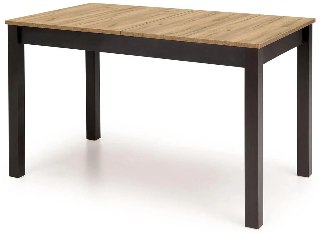 Masă de sufragerie extensibilă Tentempies (stejar craft auriu + negru) (pentru 4-6 persoane). 1116985