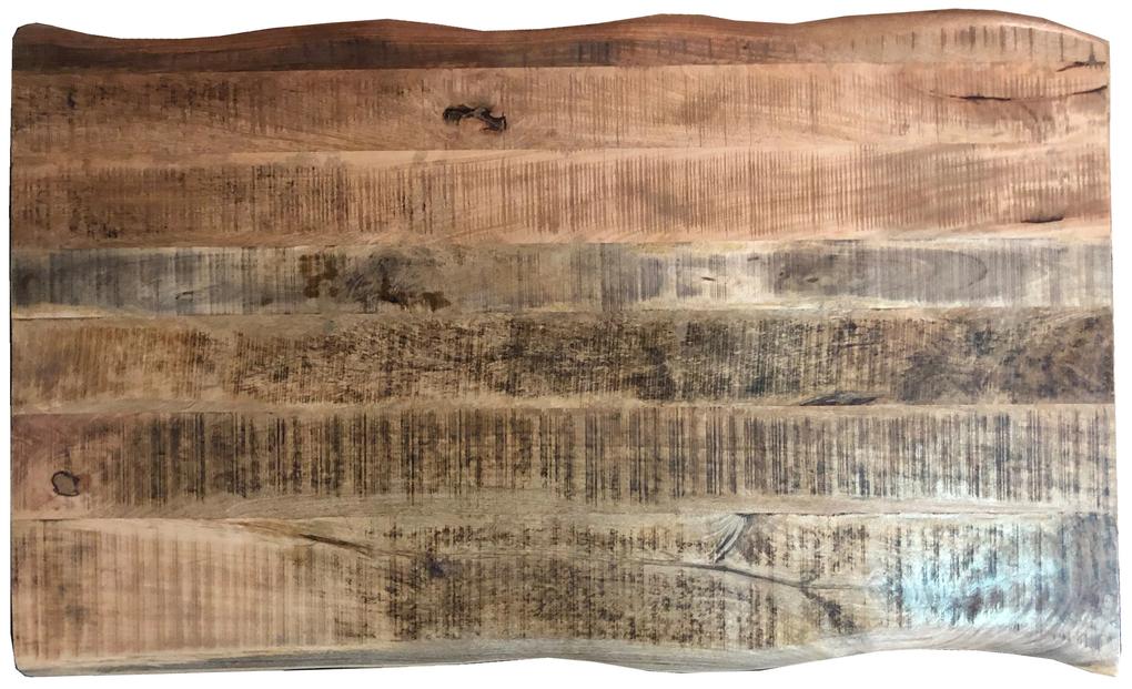 Masa dreptunghiulara cu blat din lemn de mango si cadru metalic maro 220x100x77 cm