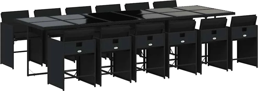 vidaXL Set mobilier de grădină cu perne, 13 piese, negru, poliratan