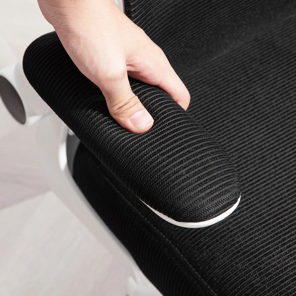 HOMCOM Scaun Birou cu Înălțime Reglabilă, Brațe Rabatabile și Tetieră, Scaun Ergonomic 62x61x112-120 cm, Negru | Aosom Romania