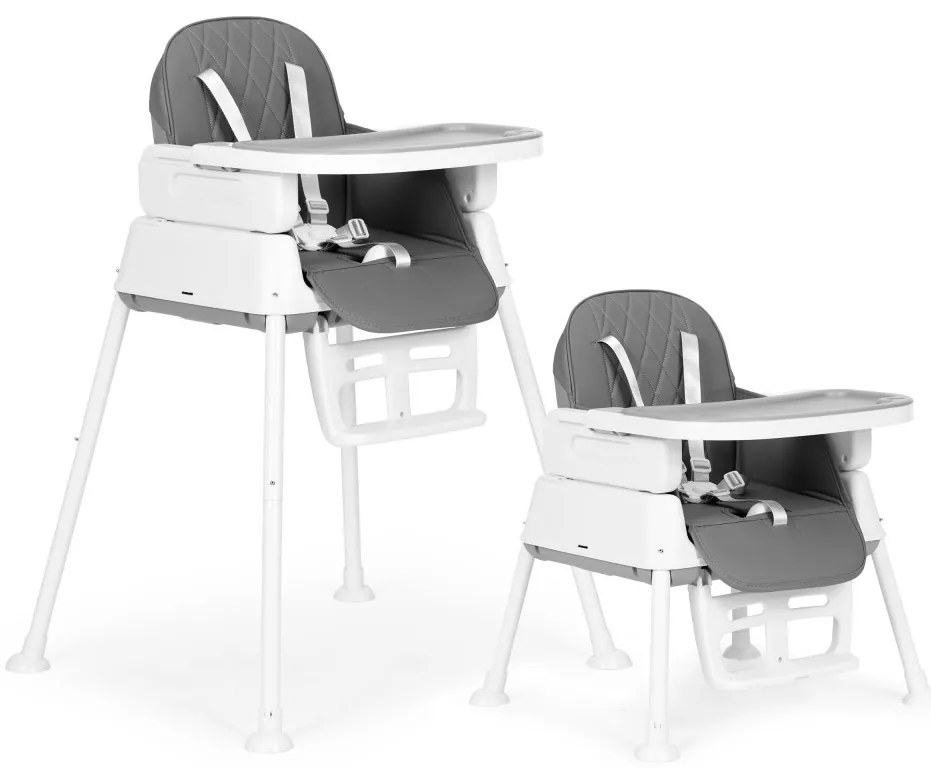 Scaun înalt pliabil 3 în 1 gri