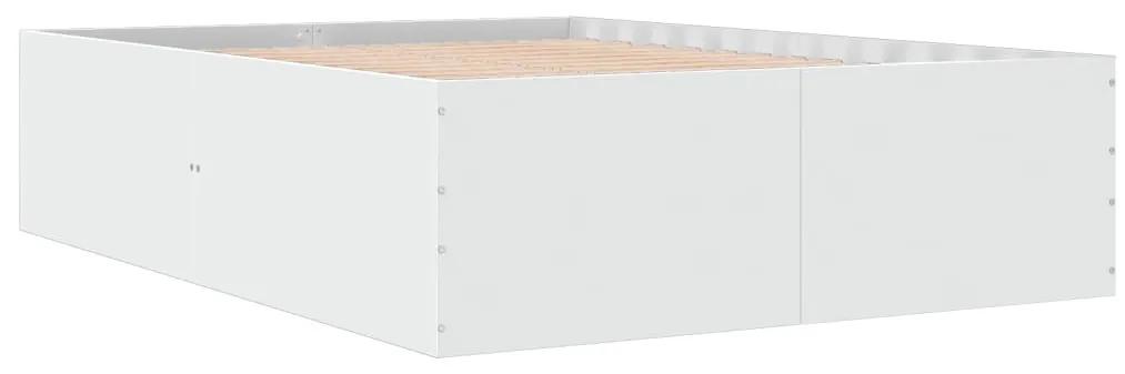 3280944 vidaXL Cadru de pat, alb ,135x190 cm, lemn prelucrat