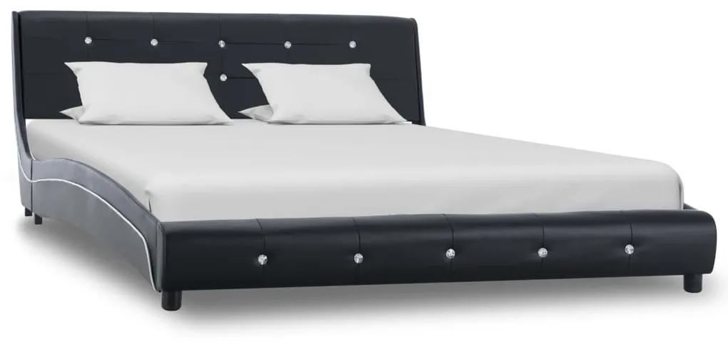 Cadru de pat, negru, 140 x 200 cm, piele artificiala Negru, 140 x 200 cm