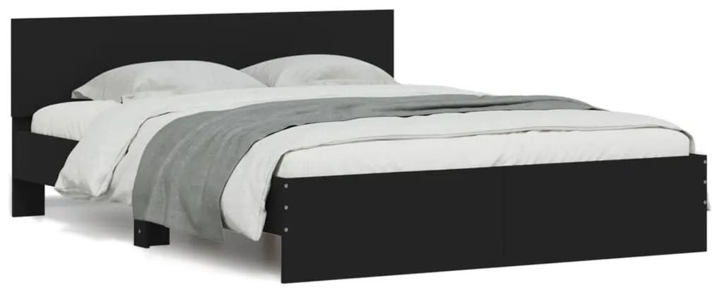 3207484 vidaXL Cadru de pat cu tăblie, negru, 140x200 cm