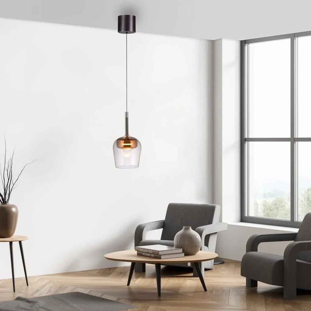Pendul LED Smart cu Telecomanda, CCT, Sticla, Cupru, Q-KON
