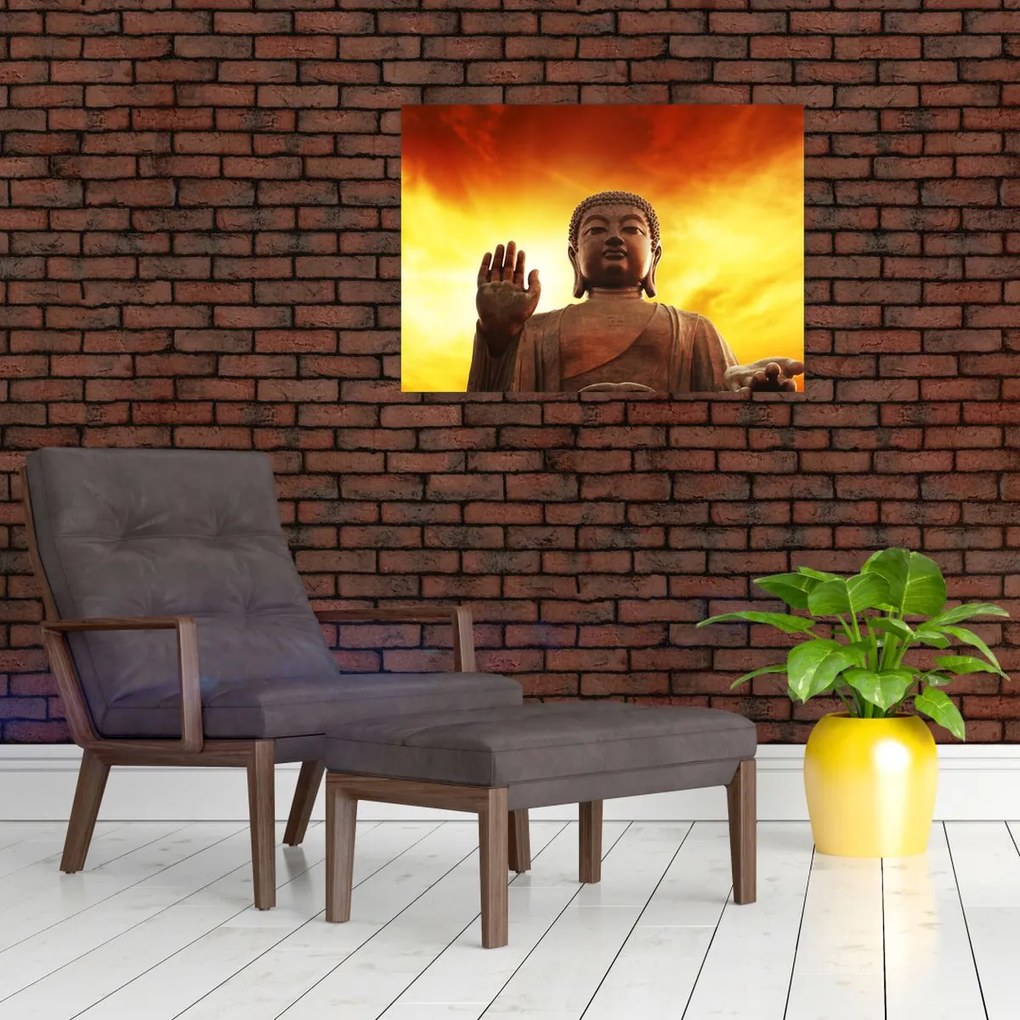 Tablou - Buddha cu fundal roșu și galben (70x50 cm)