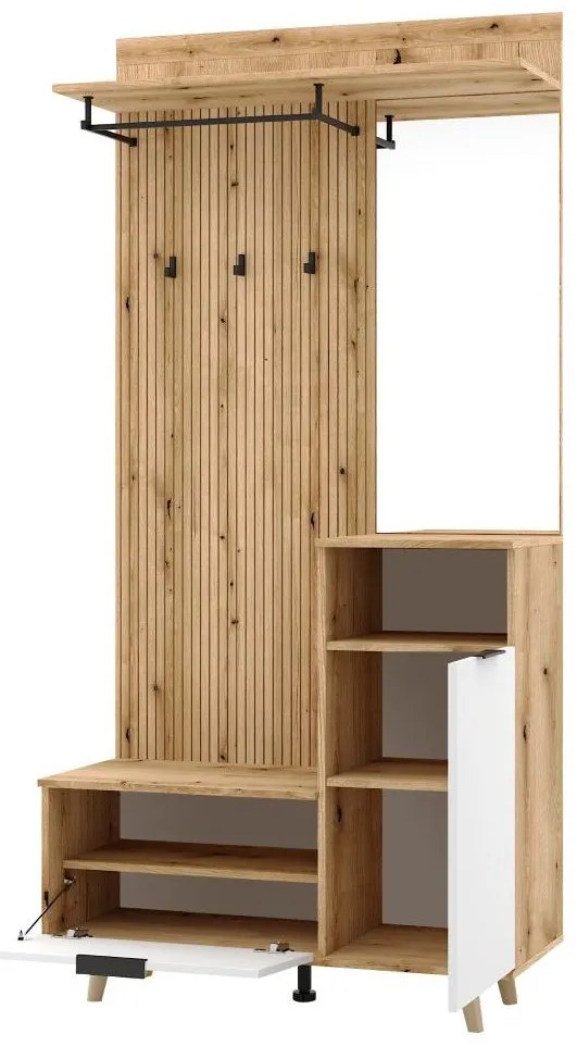 Mobilier hol Nadrano (stejar evoke + alb) . 1097141