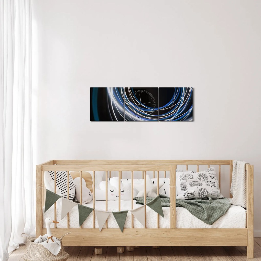 Tabloul cu linii albastre (cu ceas) (90x30 cm)