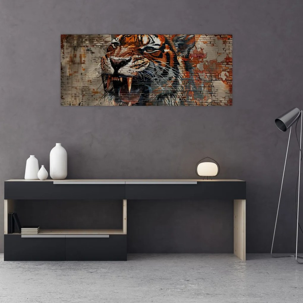 Tablou - Tigru din Cărămizi (120x50 cm)