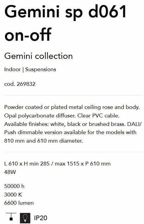 Lustra LED suspendata design circular GEMINI SP D061 OTTONE